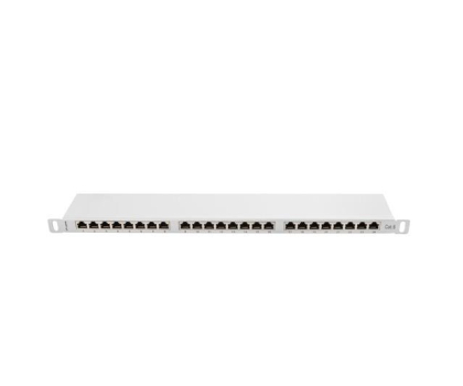 Akcesorium do szafy RACK LANBERG Patch Panel 24 Port 0.5U Kat.6 szary ekranowany PPS6-0024-S